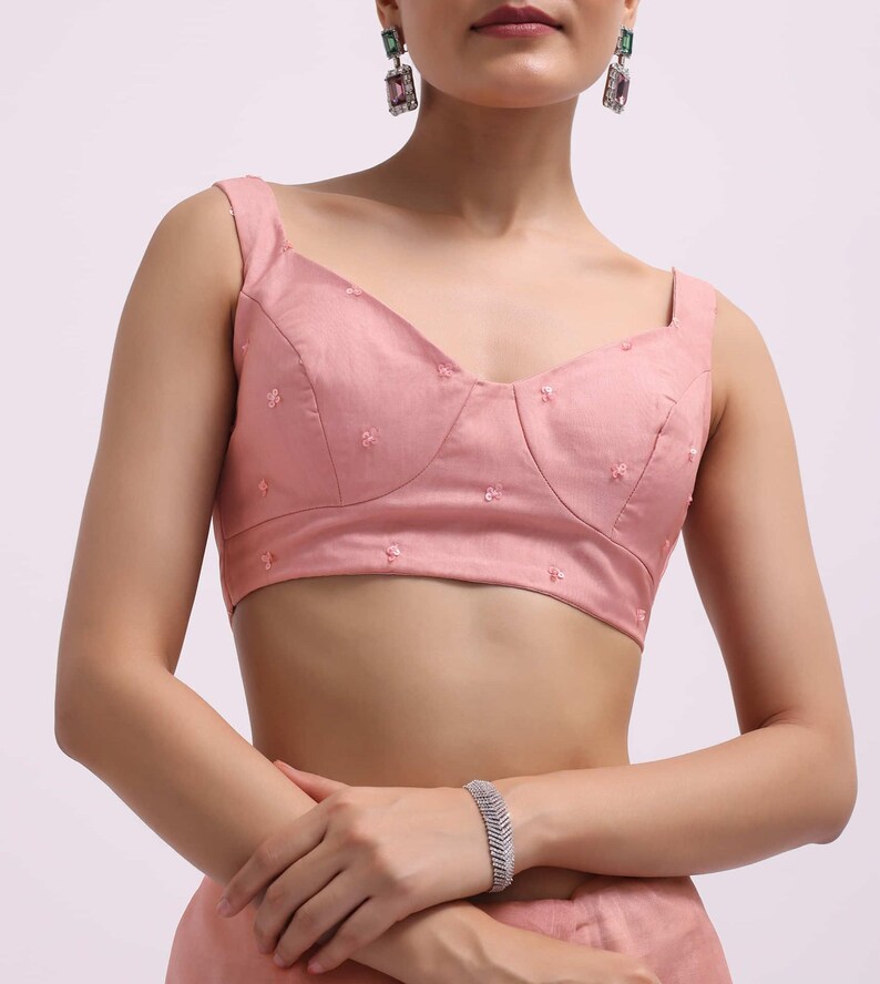 Onion Pink Saree Organza Saree Sequins Saree Marriage Saree for Bridesmaid Saree for Gift Saree for Festivals Saree Wedding Saree for Her image 9
