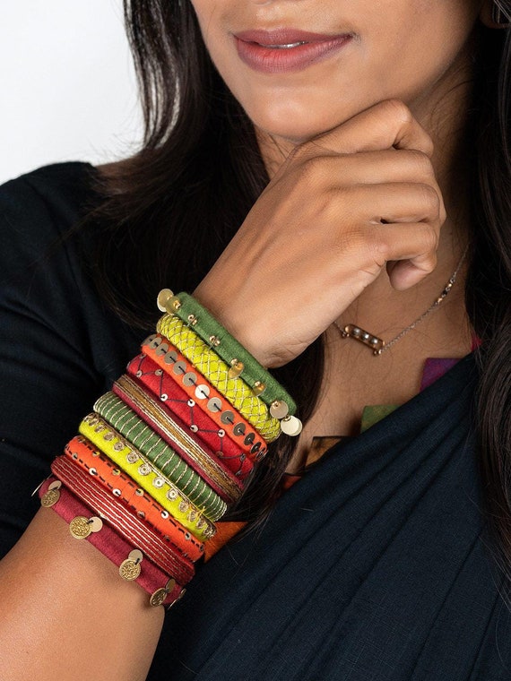 Navratri Bangles Red Bangles Green Bangles Handmade Bangles Fabric Bangles Bangles for Garba Bangles for Dandiya Bangles for Diwali Bangles Etsy Australia