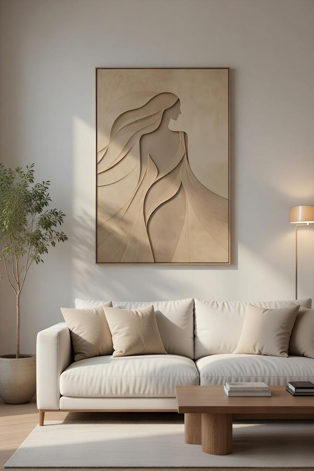 Minimalist Woman Line Art Print, Neutral Boho Wall Art, Feminine ...