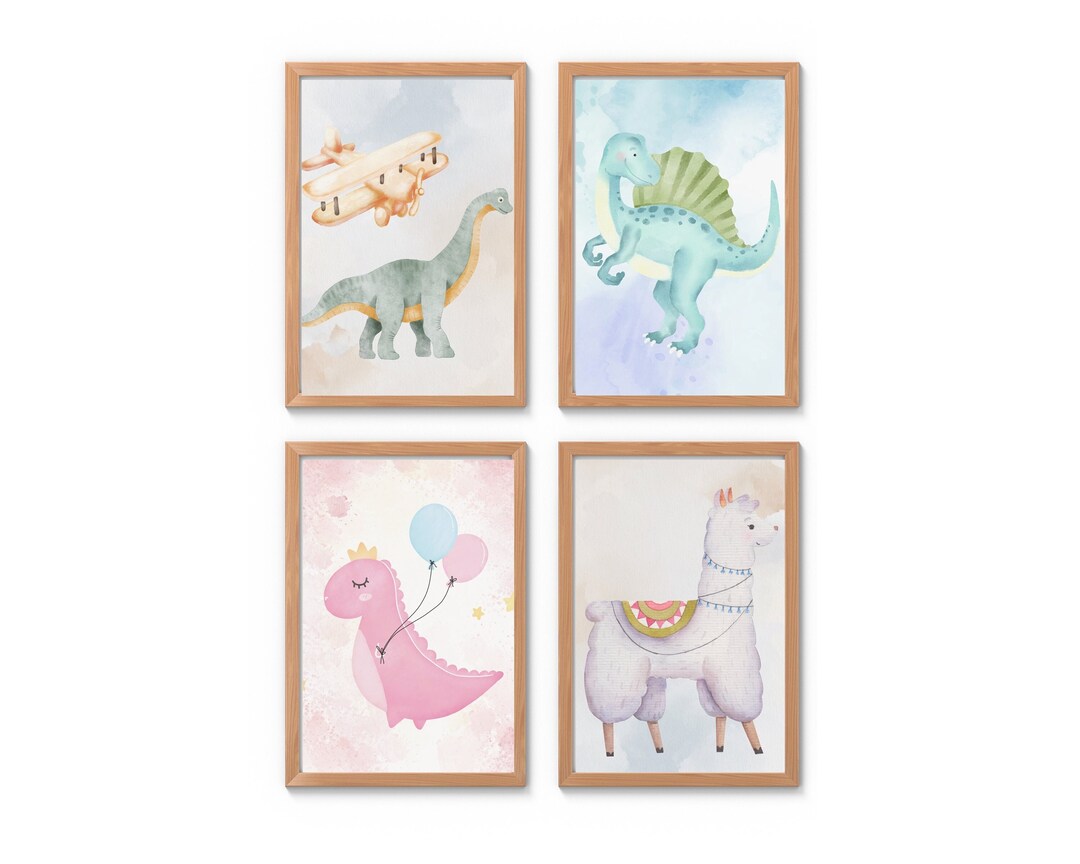 Dinosaur Wall Art printable Set of 4 Boys Room Art Safari Etsy