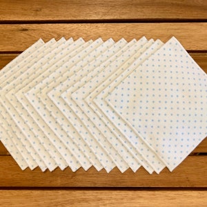 Montessori Polishing Cloths Yellow, Pink, or Blue Small Flannel Double Layer Dust Cloths Small Polka Dot or Striped Cleaning Cloths Blue Polka Dots