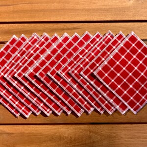 Paños de pulido Montessori: Franela a cuadros rojos y blancos, juego de 12