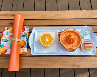 Montessori Orange Juicing Set: Apron, Juicer, Tray & Glass