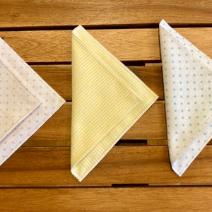 Montessori Polishing Cloths Yellow, Pink, or Blue Small Flannel Double Layer Dust Cloths Small Polka Dot or Striped Cleaning Cloths image 3