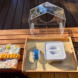 Montessori Bird Feeding Lesson: Apron, Tray, Scoop, Seed and Bird Feeder image 8