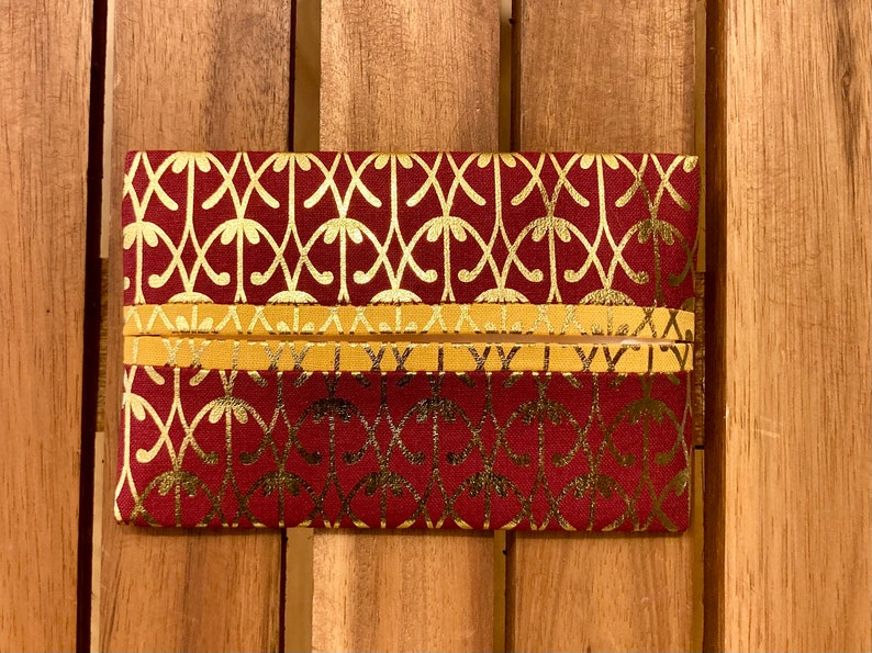 Gold-Accented Travel-Size Tissue Holder Purse Size Tissue Holder Cloth Pocket Kleenex Cover Burgundy and Gold
