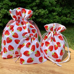 Borse con coulisse a forma di fragola / Borsa per bomboniere / Custodia con coulisse in tessuto riutilizzabile / Borsa regalo decorativa
