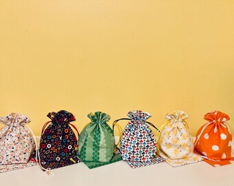 Type A Pouch Pairs (2) | Montessori Language Drawstring Pouches | Small Gift Bag Pair | Drawstring Bag Pair