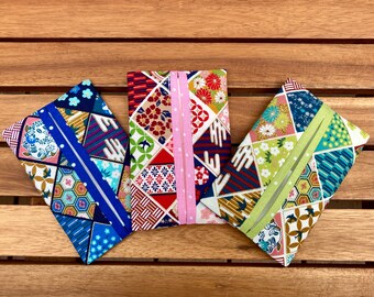 Porta pañuelos de tamaño viaje de tela / Porta pañuelos tamaño bolso de tela de diamante / Funda Kleenex de bolsillo de tela totalmente forrada en verde, rosa o azul