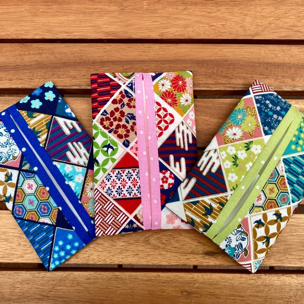 Fabric Travel-Size Tissue Holder |Diamond Fabric Purse Size Tissue Holder | Fully Lined Cloth Pocket Kleenex Cover in Green, Pink, or Blue