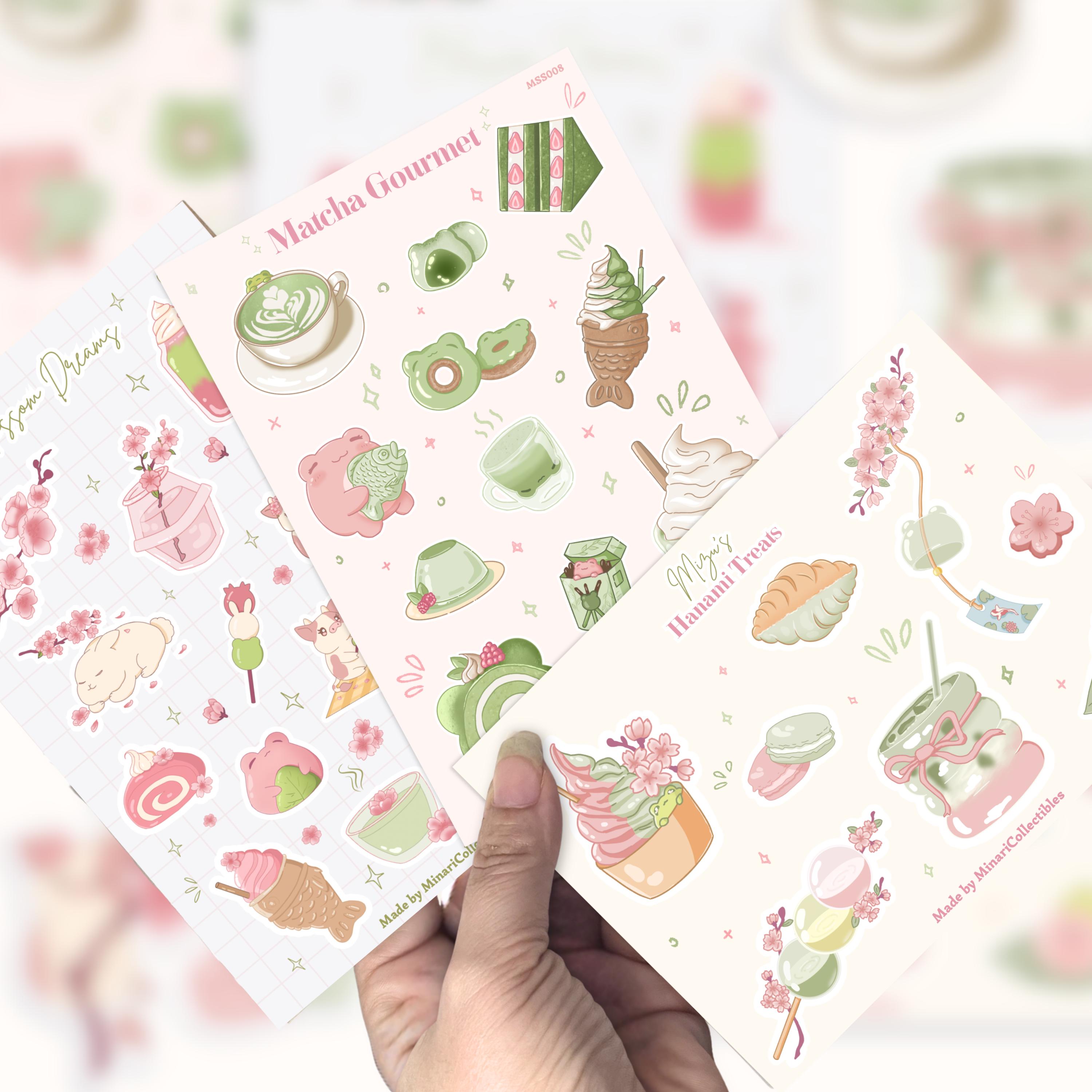 Japanese Kawaii Sticker Sheet Bundle | Sakura, Matcha & Hanami Stickers ...