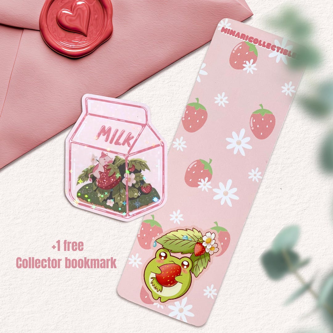 Strawberry Milk Kawaii Sticker | Holographic Vinyl Waterproof Sticker ...