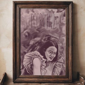 Cartão postal do filme Poor Things Alternative - Impressão de arte digital original - Design escuro, distorcido e gótico - Preto e branco em dois tons - Pôster ousado