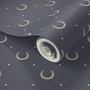 Horseshoe Crossing Wallpaper - DIY - Peel & Stick Removable - Lining for Drawers, Western Decor, Equestrian Farmhouse, Preppy Dark Grey Blue