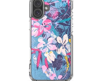 iPhone Case Cover Floral Blue Pink Japanese Pattern Bright Pretty Girly Arty Colourful 16 15 14 Plus 14 Pro Max XR 11 12 13 Mini SE XS 7 8