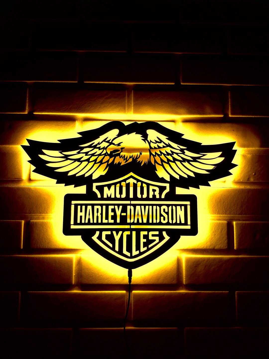 Harley Davidson Led Sign Harley Davidson Wall Art Harley Etsy