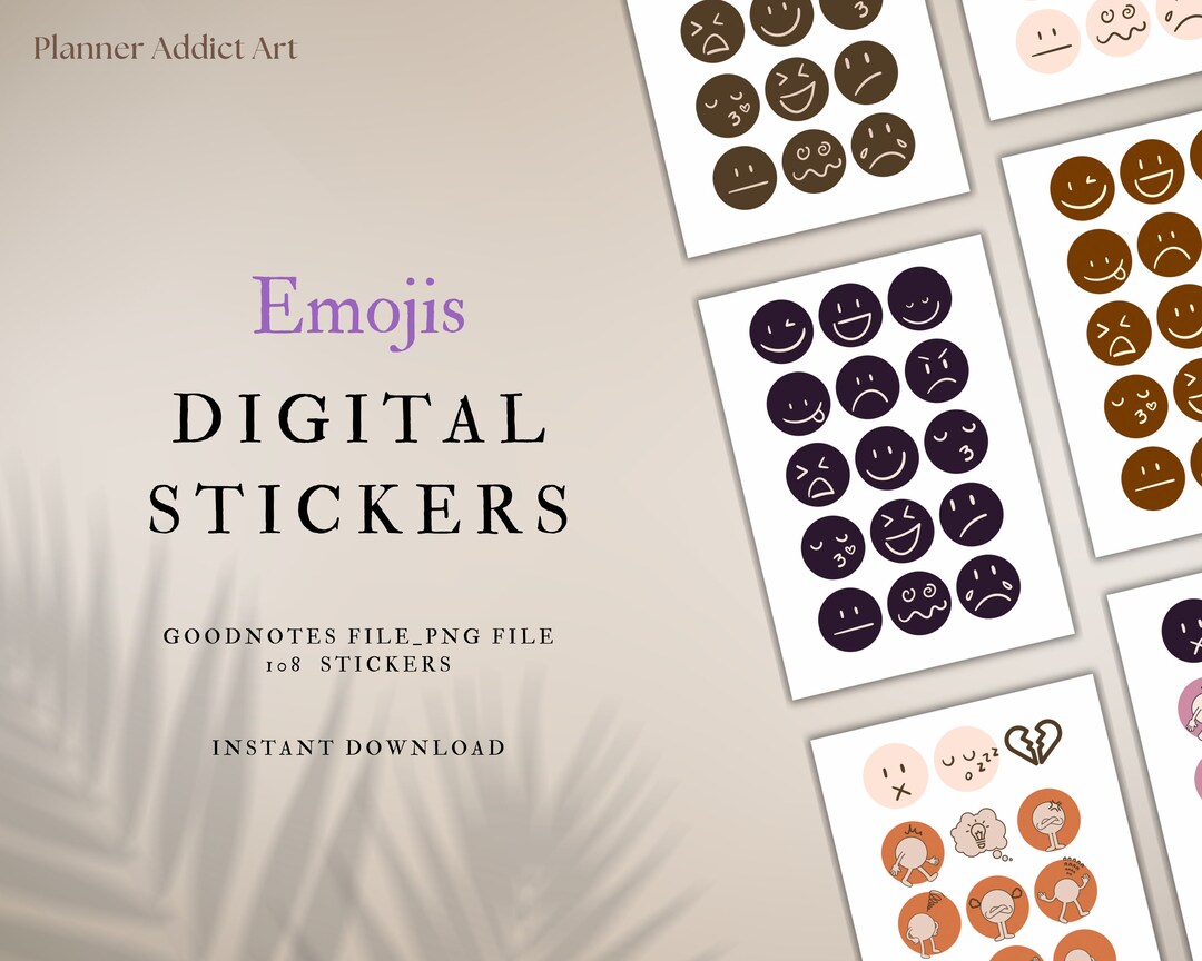 Emoji Printable Digital Sticker Goodnotes DIGITAL STICKERS Etsy