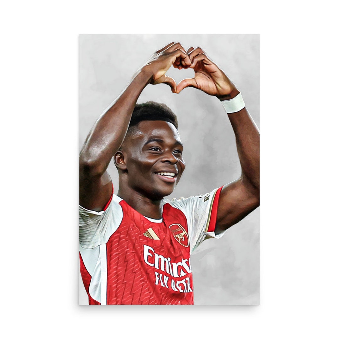 Poster Con Firma Bukayo Saka – Arte Da Parete Formato A4, Stampa Per Fan Dell'Arsenal, Decorazione Calcio, Senza Cornice