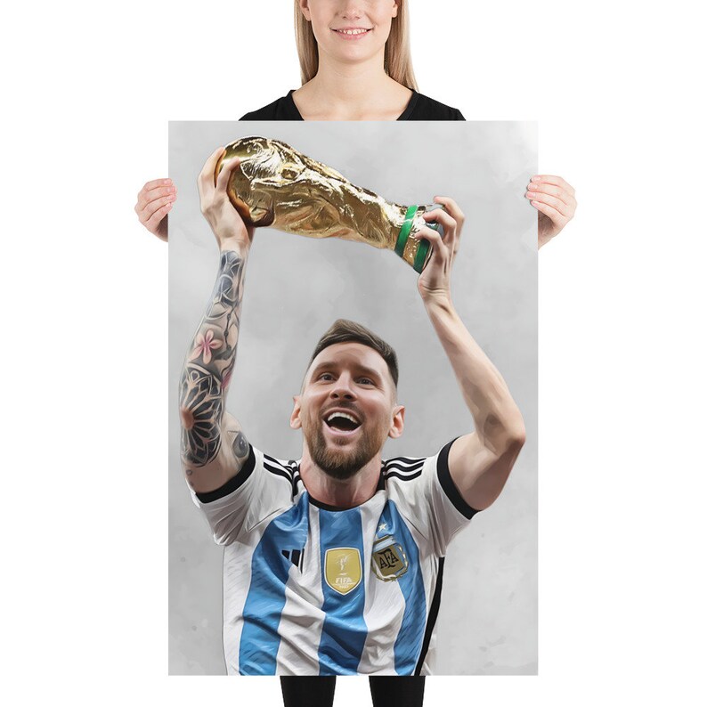 Poster Encadré Lionel Messi – Argentine – Toile Décorative Murale 30x42 Cm