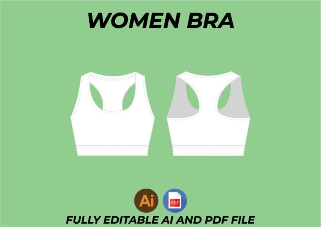 Custom Wearable Women Gym Bra Digital Mockups Vector Adobe Illustrator ...