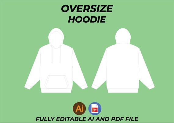 Custom Wearable Oversize Hoodie Digital Mockups Vector Adobe Illustrator JPG Digital Clothing Template Design Etsy