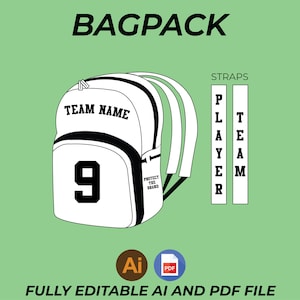 Puede incluir: Una mochila blanca con detalles y correas negras. La mochila tiene un logotipo en blanco y negro que dice "Protect the Brand" y un número negro "9". Las correas están etiquetadas como "Player" y "Team".