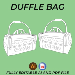 Custom Wearable Duffle Bag digital street wear fashion mockups Vector Adobe Illustrator, JPG, Digital Clothing Template Design