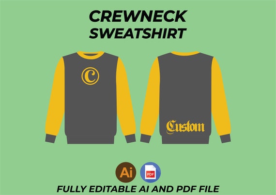 Custom Wearable Crewneck Sweatshirt Digital Mockups Vector Adobe