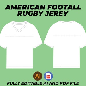 Custom Wearable American Football Jersey digital mockups Vector Adobe Illustrator, JPG, Digital Clothing Template Design