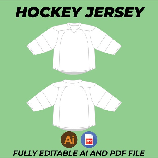Custom Wearable Hockey Jersey digital mockups Vector Adobe Illustrator, JPG, Digital Clothing Template Design