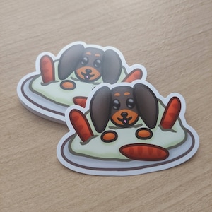 Dackel Matte Vinyl Aufkleber | Wasserdichter Bangers and Mash Dackel Aufkleber