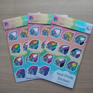 Pegatinas Seal Pride / Hoja de pegatinas A6 con corte de beso mate hecha a mano