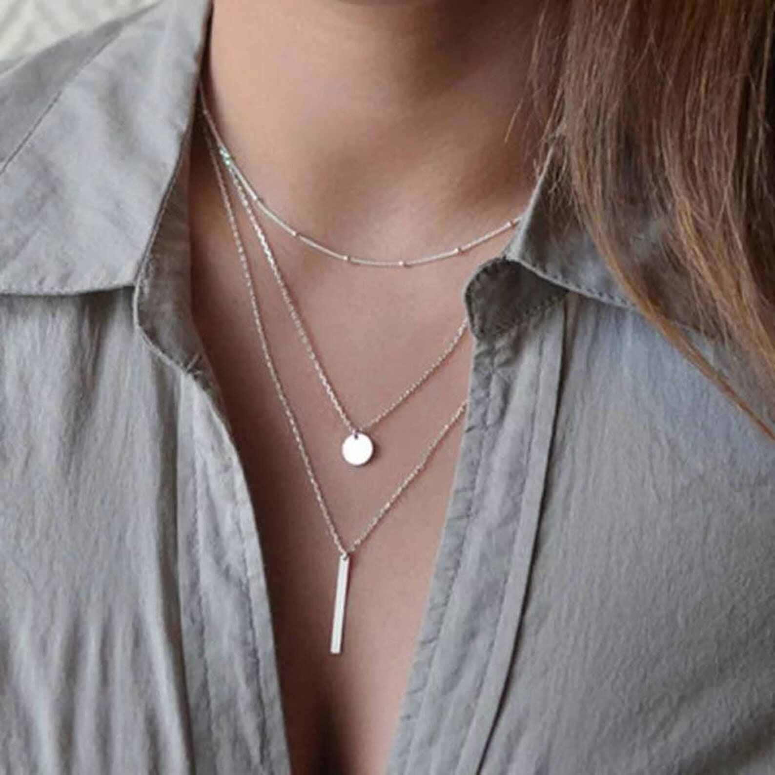Three Layer Necklace Etsy UK