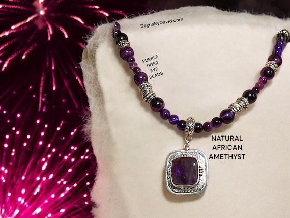 NATURAL AFRICAN AMETHYST Beaded Necklace