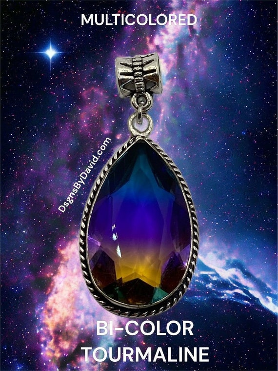 Natural BI-COLOR TOURMALINE Pendant Necklace