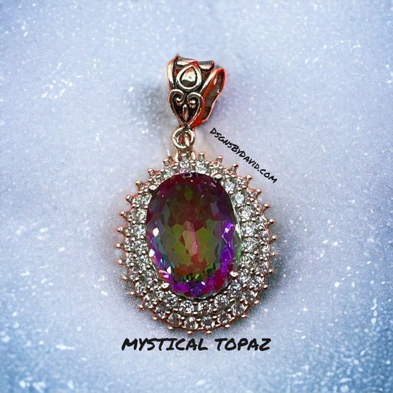 Dazzling RAINBOW Fire MYSTICAL Topaz Pendant Necklace