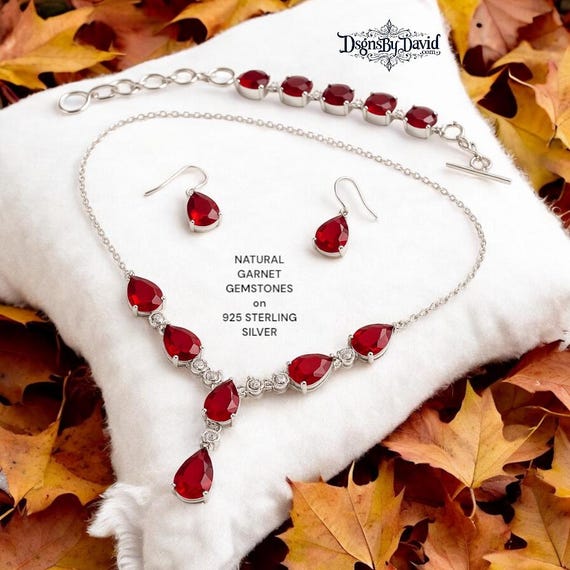 NATURAL GARNET 3 PIECE Gemstone Set