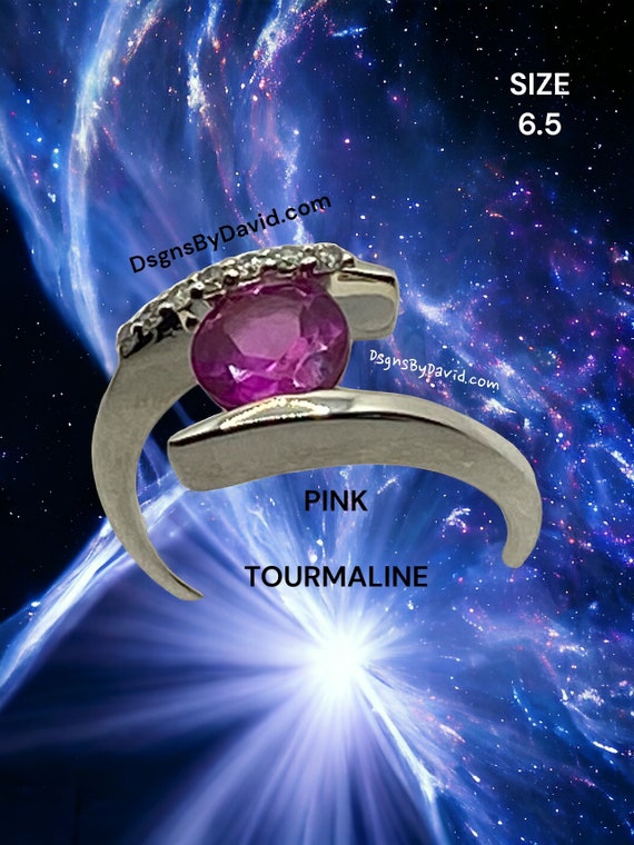 PINK TOURMALINE and DIAMOND Ring (6.5)