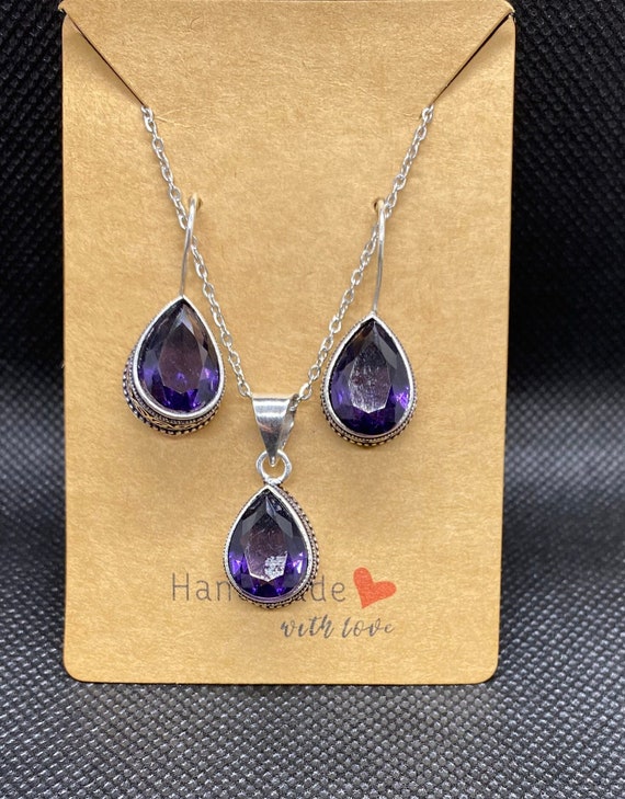 PURPLE AMETHYST Pendant and Earrings
