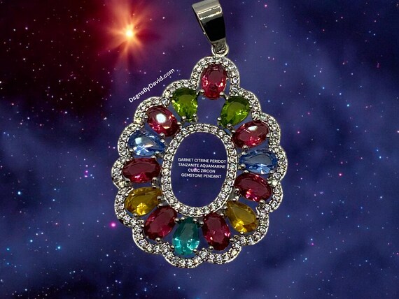 AUTHENTIC MULTI-GEMSTONE Pendant Necklace