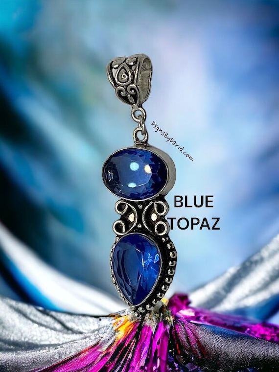 DESIRABLE BLUE TOPAZ Pendant Necklace