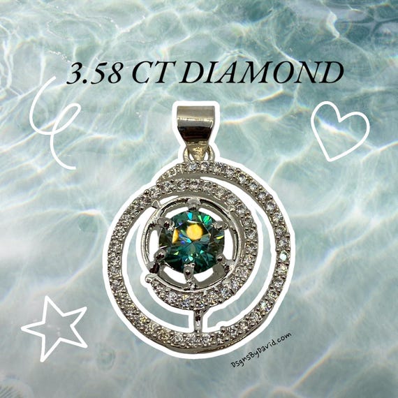 BLUE DIAMOND HALO Solitaire Necklace