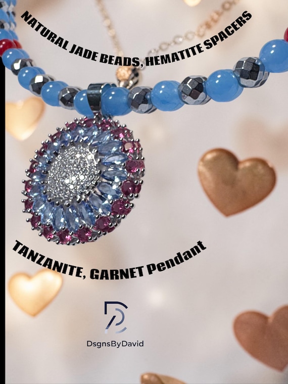 TANZANITE and GARNET with JADE