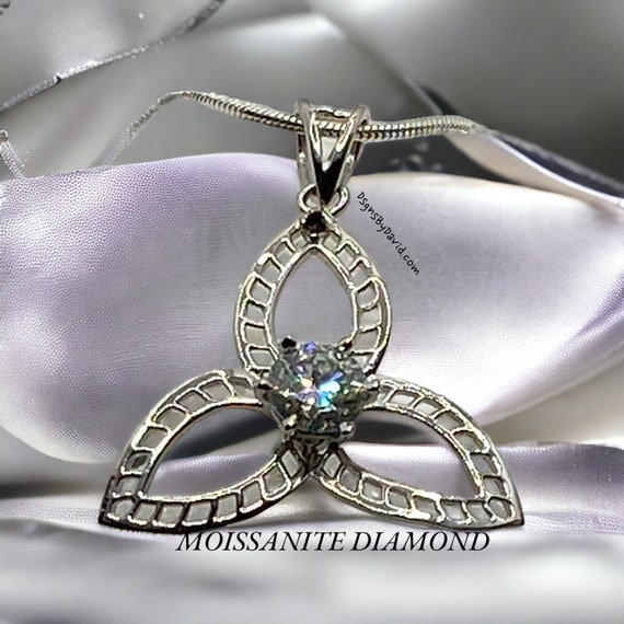 MOISSANITE DIAMOND TRIANGLE Pendant Necklace