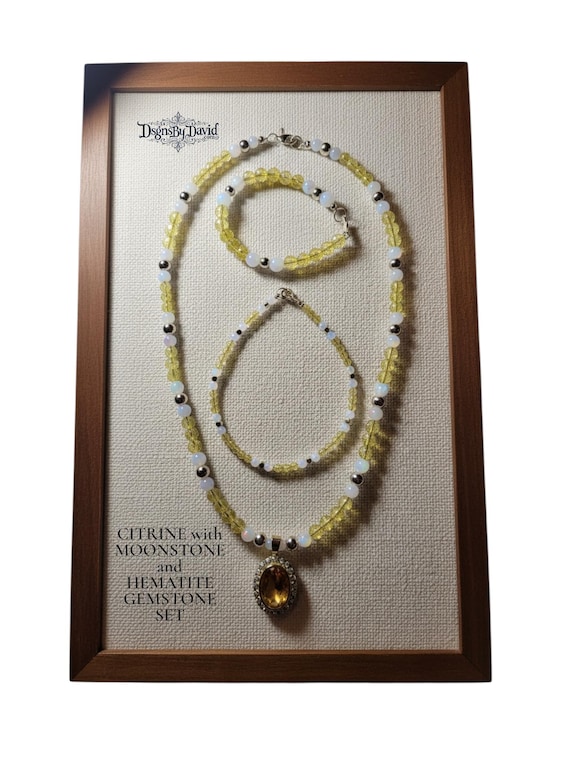 CITRINE-MOONSTONE-HEMATITE 3 piece set