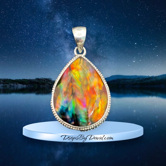 COLORFUL AMMOLITE Gemstone Pendant Necklace
