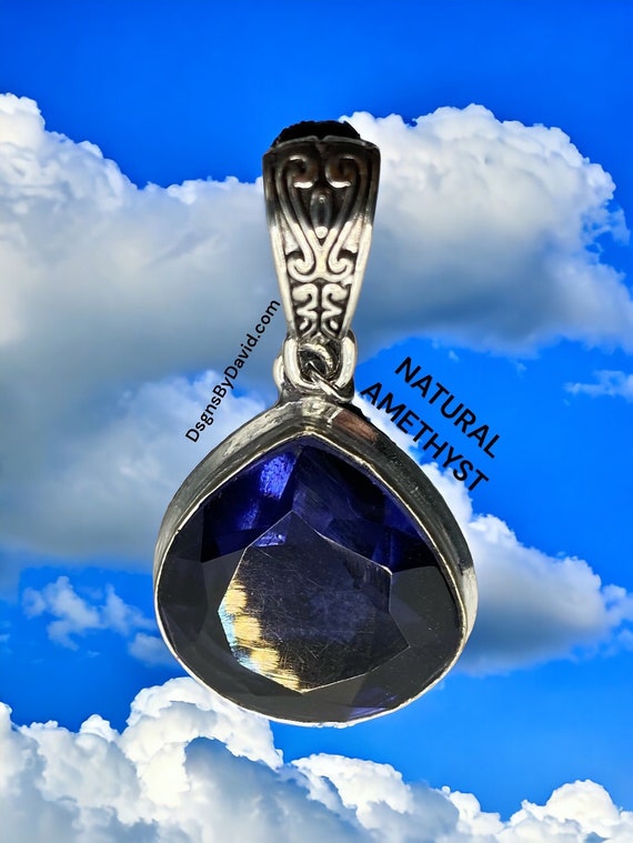 Natural AMETHYST GEMSTONE Pendant Necklace