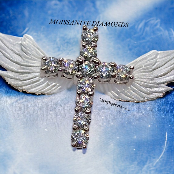 MOISSANITE DIAMOND CROSS Pendant Necklace