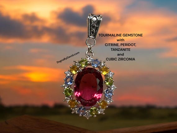 TOURMALINE Pendant with Multi-Color Gemstones