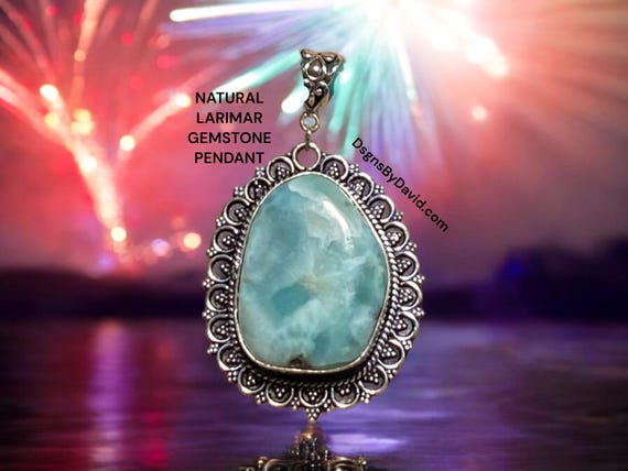 DAZZLING NATURAL LARIMAR Pendant Necklace